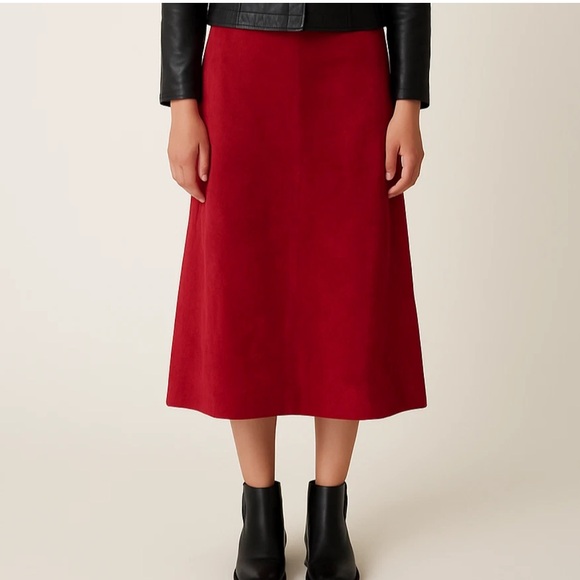 Vintage Suede Leather Midi Skirt Size 8 A-Line Romance High Waist  Vamp Goth - Picture 1 of 10